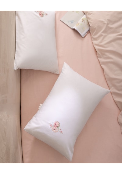 Madame Coco Novelle 2'li %100 Pamuk Nakışlı Yastık Kılıfı - Beyaz 8684427348130 Çok Renkli