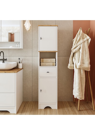 Banyo Dolabı Mdf 155 X 35 Cm Çekmeceli Banyo Boy Dolabı Mat Beyaz Atlantik Çam - Beyaz Banyo Dolabı Mdf 155 X 35 Cm Çekmeceli Banyo Boy Dolabı Mat Beyaz Atlantik Çam - Beyaz