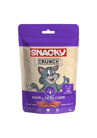 Snacky Crunch Deri ve Tüy Bakımı Tavuklu Kedi Ödülü 60 G