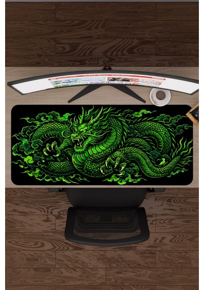 Ejderha Yeşil V3 90x40 Xxl Gaming Kauçuk Kaymaz Taban Mouse Pad Fare Altlığı