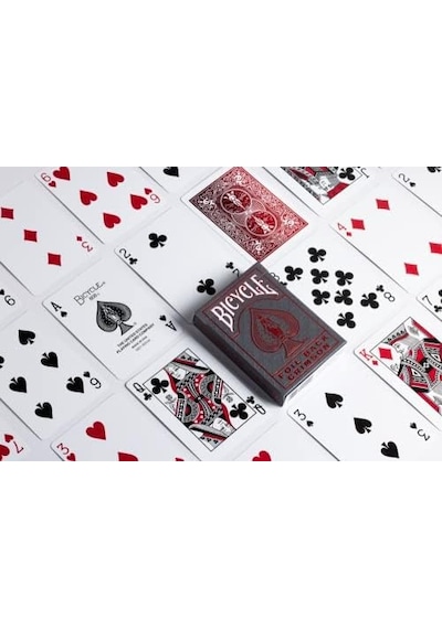Metalluxe Foil Back Crimson Red Kırmızı Kart Premium İskambil Oyun Kağıdı Kartları Destesi