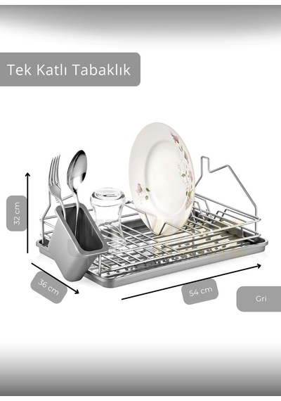 Tek Katlı Bulas Iklık Tezgah U Stu Tabaklık Bpa Free Bulas Ik Sepeti Gri