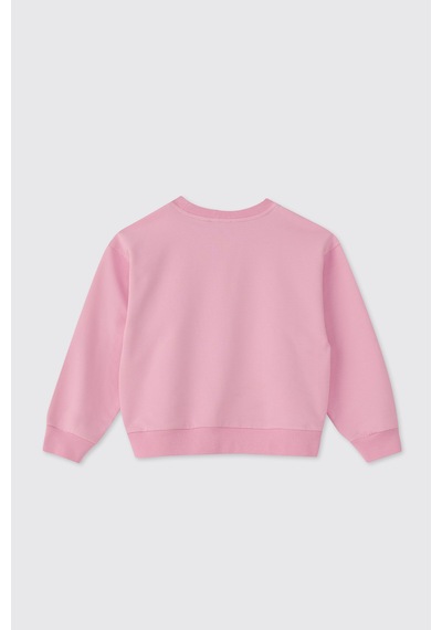 Panço Kız Çocuk Nakışlı Pembe Sweatshirt 2611gk08015