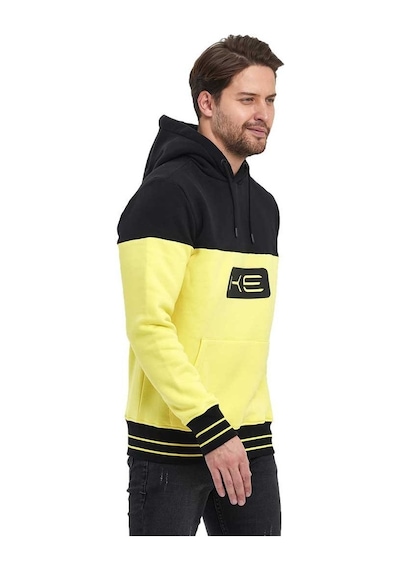 Adams Sarı/siyah Kapüşonlu 3 İplik Baskılı Kanguru Cepli Sweatshirt Sarı