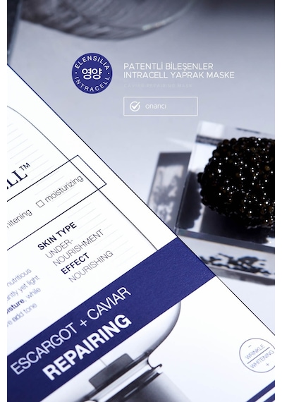 Elensilia Escargot Havyar Onarıcı Nemlendirici Yaprak Maske Intracell Caviar Repairing Mask