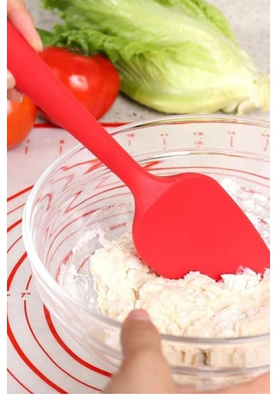 Silicolife Kaşık Spatula, Isıya Dayanıklı Yanmaz Yapışmaz Tek Parça Silikon Kaşık Spatula 27cm Kırmızı Kırmızı