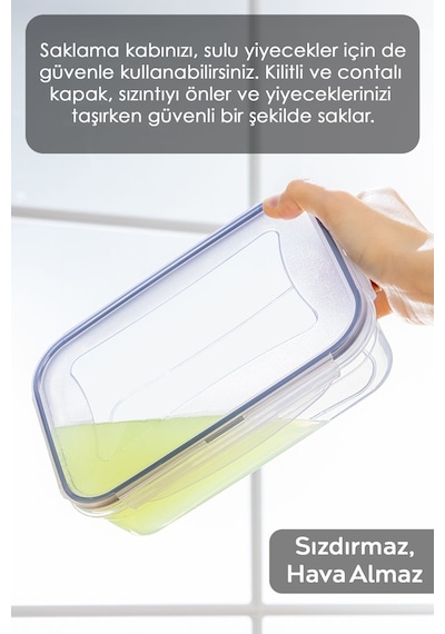 3'lü 3 Bölmeli Kapaklı Dikdörtgen Saklama Kabı - Taşınabilir Kahvaltılık Diyet Ve Beslenme Kutusu