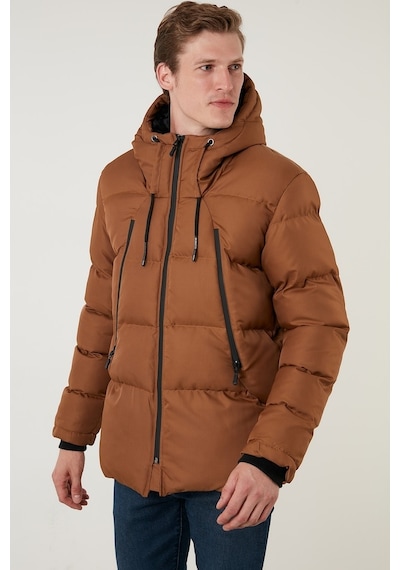Buratti Kapüşonlu Suya Ve Rüzgara Dayanıklı Soğuk Geçirmez Slim Fit Erkek Mont 5717101 Taba