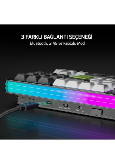 Nama Rgb Mekanik Kablolu, 2.4ghz, Bluetooth 3 Mod Gaming Klavye