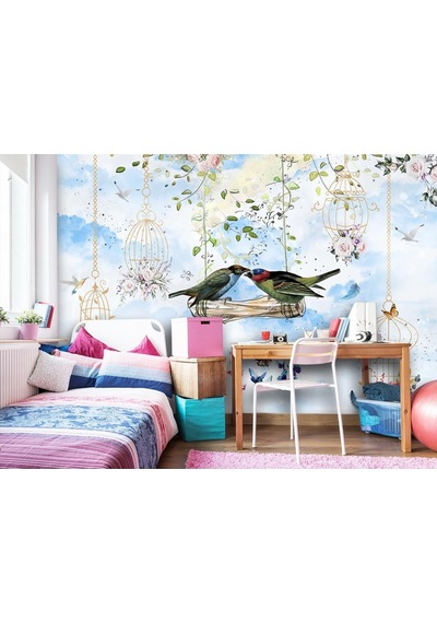 Romantik Kuşlar Duvar Kağıdı (459071655)