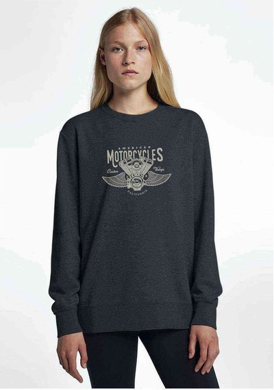 American Costum Vintage Baskılı Füme Antrasit Kadın Sweatshirt