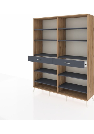 Hyperion Gardrop 10 Raflı 2 Çekmeceli 176x44x221 Çam-antrasit Antrasit Hyperion Gardrop 10 Raflı 2 Çekmeceli 176x44x221 Çam-antrasit Antrasit