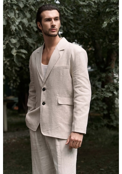 Bohemai Carlo Naturel Keten Erkek Blazer Naturel