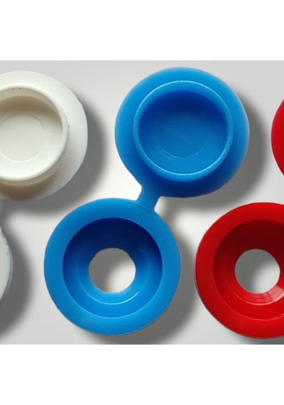 100 Adet Menteşeli Mavi Plastik Vida Kapağı, Vida Gizleme Kapağı,