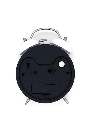 Valkyrie 16cm Büyük Boy Akar Saniyeli Alarm Çalar Saat - Nostaljik Masa Saati Beyaz
