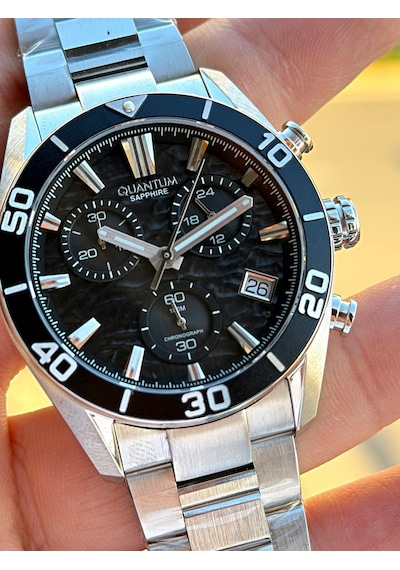 Quantum Sapphire Cam İtalyan Bileklikli 10 Atm Suya Dayanıklı 2 Yıl Garantili Erkek Kol Saati 99.350 Gümüş