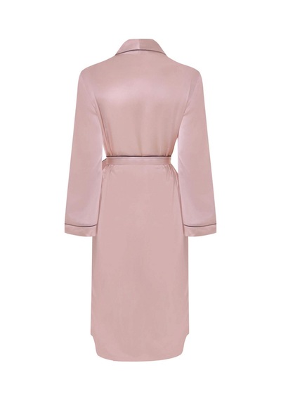 Classic Pink Silk Dressing Gown By Agent Provocateur - Elegant Nightwear With Contrast Piping Pembe