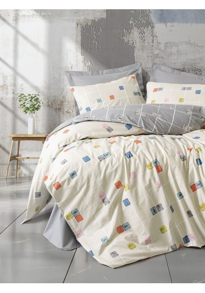Cotton Box Minimal Tek Kişilik Lastikli Çarşaflı Nevresim Takımı Evo Gri Gri