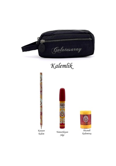 Galatasaray Kalemlik Set 2 Bölmeli & Ahşap Kutu 3'lü Set