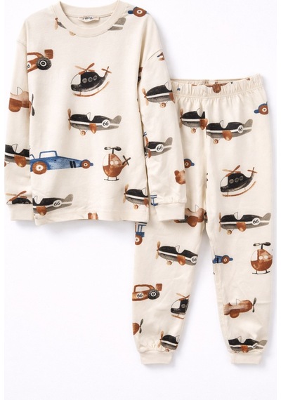 Uçak Desenli Erkek Çocuk Pijama Takımı