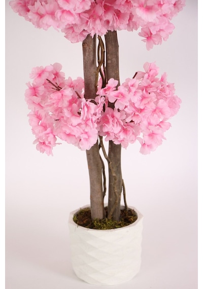 Alçı Saksıda Yapay Bahar Dalı Ağacı 105 Cm Pembe Ypcck