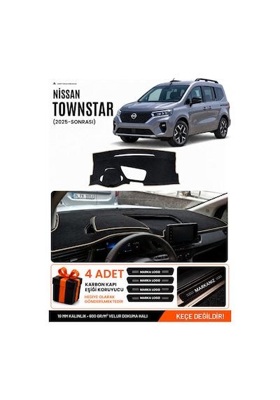 Nissan Townstar 2025-sonrası Uyumlu Torpido Örtüsü, Torpido Kılıfı - Siyah-bej - Nı023