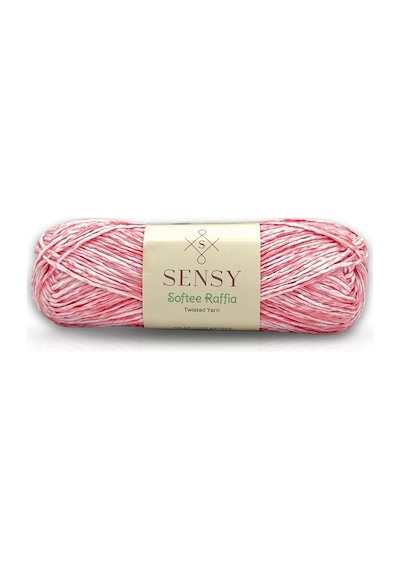 Premium Softee Raffia Yumuşak Ebruli Rafya İp Çok Renkli Kağıt İp El Örgü İpi Pembe Batik