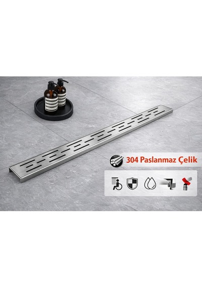 40 Cm Lineer Duş Gider Izgarası 304 Paslanmaz Çelik 5 Cm Genişlik Üst Kanal Izgarası