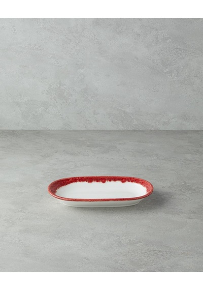 Larry Porselen Kayık Tabak 24 Cm Kırmızı Açık