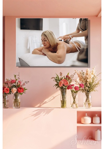Dekoratif Yatay Kanvas Tablo Tekli Güzellik Salonu Spa Merkezi Anti-selülit Masajı 1492