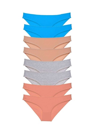 8 Adet Süper Eko Set Likralı Kadın Slip Külot Ten Gri Pudra Mavi Beden: Xl Standart