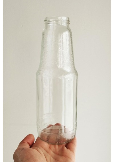 1000 Ml Şeffaf Meyve Suyu Şişesi, Meşrubat, Limonata Şişesi Metal Kapaklı 1000 Cc Boş Cam Şişe Siyah