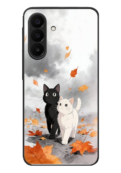 Samsung Galaxy A27 Uyumlu Sonbahar Kedileri Baskılı Silikon Kılıf Renkli