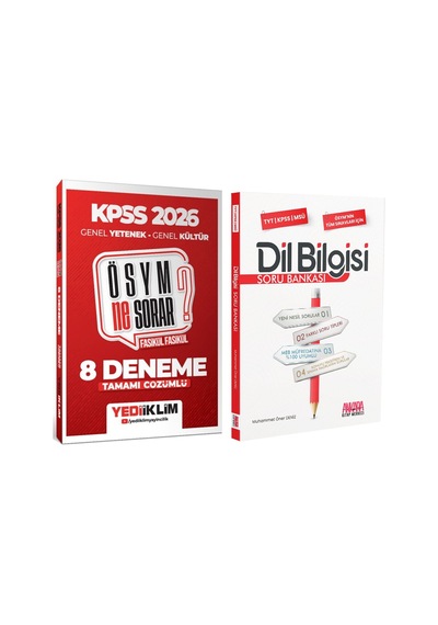 Yediiklim 2026 Kpss Ösym Ne Sorar Gy Gk Tamamı Çözümlü Fasikül 8 Deneme Ve Akm Dil Bilgisi Soru Bankası Seti 2 Kitap