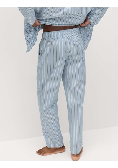 Marks & Spencer Pamuklu Çizgili Pijama Altı Mavi Mix