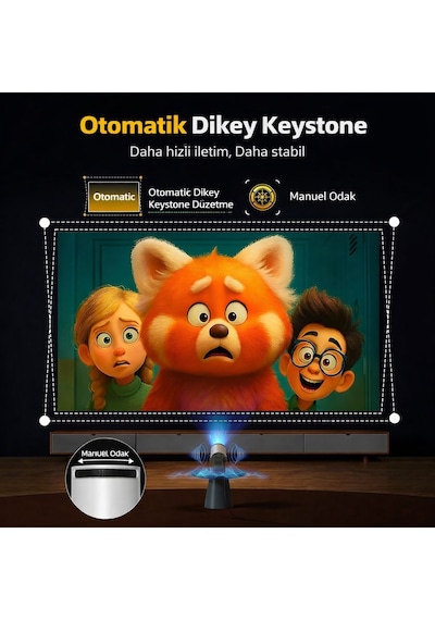 Harvox Hy300 Pro Max Bataryalı Projeksiyon Kablosuz Kullanım, Elektrik Olmadan Sinema Keyfi, 4k Destekli, Wifi 6, Bluetooth 5.0, Otomatik Focus