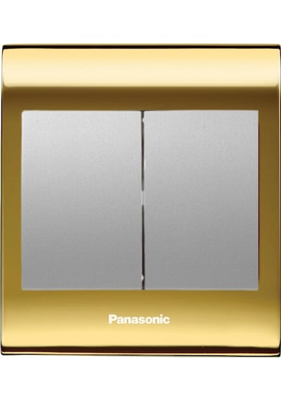 Viko Panasonic Thea Blu İkili Anahtar, Çerçeve Gold+dore, Kapak Metalik Beyaz