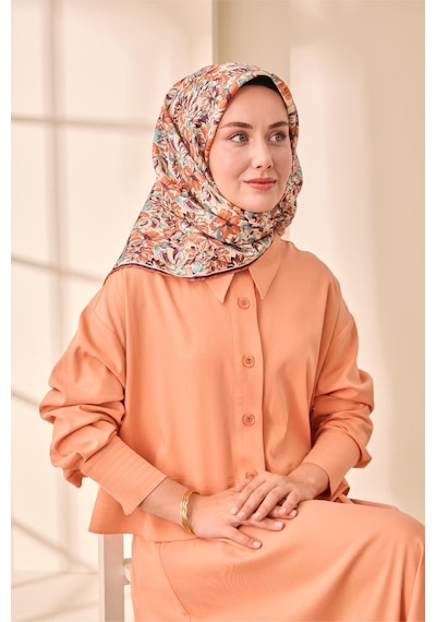 Silk Home Twill İpek Eşarp 11477-06 Ekru, Taba, Mor, Turkuaz, Vizon