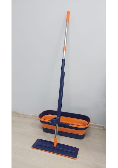 Evefix Yeniden Kullanılabilir Tekerlekli Kovalı Kendinden Sıkmalı Mikrofiber Islak Ve Kuru Zemin Temizleme Mop Seti