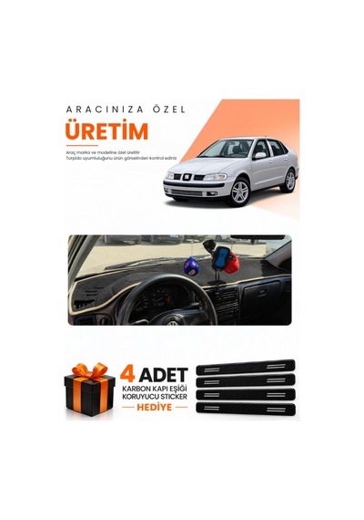 Seat Cordoba 1998-2001 Uyumlu Torpido Koruma Örtüsü Oto Kılıfı - Siyah Bej