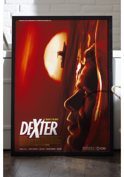 Dexter Siyah Ahşap Çerçeveli Poster, Dekoratif Dizi Duvar Tablosu