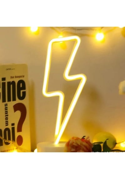 Buffer® Dekoratif Şimşek Şeklinde Pilli Neon Led Lamba Süs Masa L (553558451)