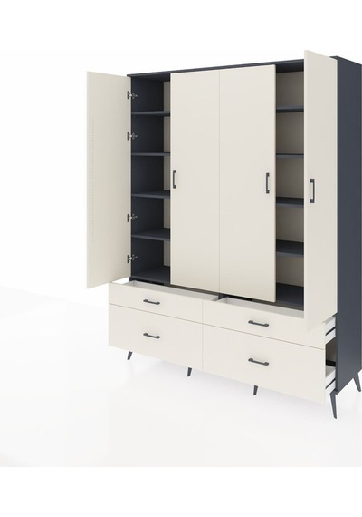 Hyperion Gardrop 10 Raflı 4 Çekmeceli 4 Kapaklı 176x44x221 Antrasit-aytaşı Aytaşı Hyperion Gardrop 10 Raflı 4 Çekmeceli 4 Kapaklı 176x44x221 Antrasit-aytaşı Aytaşı