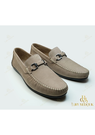 Loafer Nubuk Deri Ayakkabı Bej