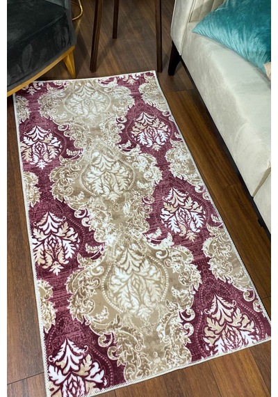 Bordo Renkli Kaymaz Taban Yıkanabilir Halı-289 Kırmızı