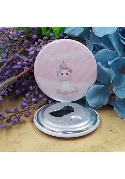 Unicorn Baskılı Kişiye Özel Metal Baskılı Bebek Şekeri M 15 Adet