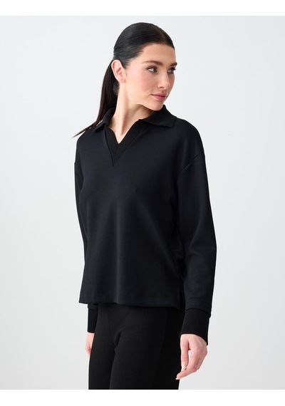 Jimmy Key Jimmy Key Siyah Polo Yaka Uzun Kollu Modal Örme Sweatshirt 6sw235626900