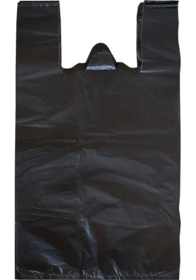 Siyah Dökme Market Poşeti Torbası - Hışır Atlet Poşet - Battal Boy - 37 X 70 Cm. - 1 Kg. Şeffaf Beli