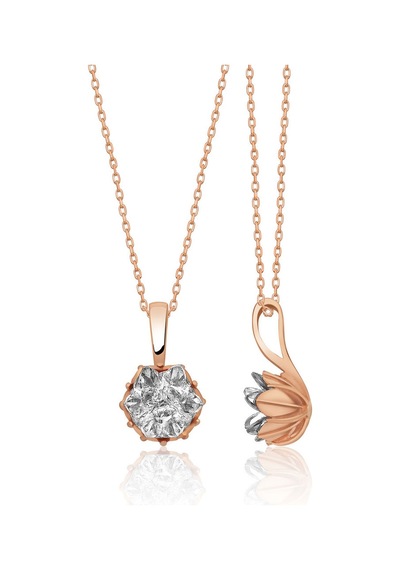 Rose Altın Kaplama Beyaz Zirkon Taşlı Lotus Çiçeği Kadın Kolye N11.35894 Pembe