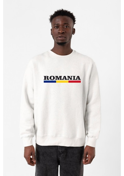 Romania Flag Lettern Beyaz Erkek 2ip Sweatshirt Beyaz